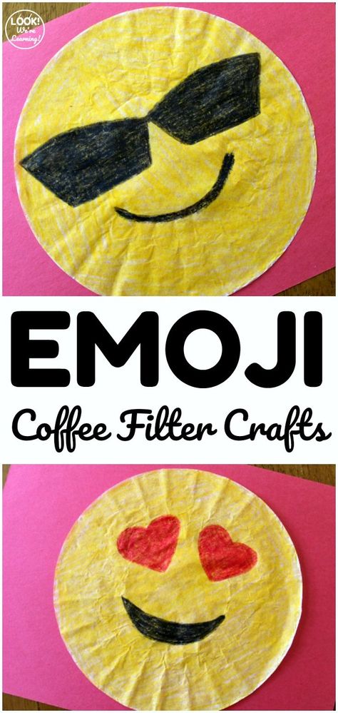 Coffee Filter Crafts For Kids, Simple Art Projects, School Age Crafts, Emoji Craft, School Age Activities, Fun Summer Crafts, Coffee Filter Crafts, Easy Coffee, Easy Art Projects