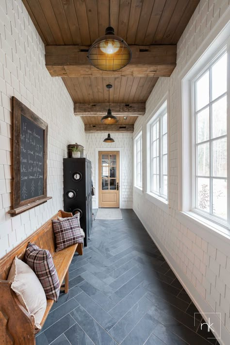 Mudroom Flooring, Taupe Walls, Mud Rooms, Mudroom Design, Hall Design, Laundry Mud Room, Entry Hall, Mud Room, Room Flooring