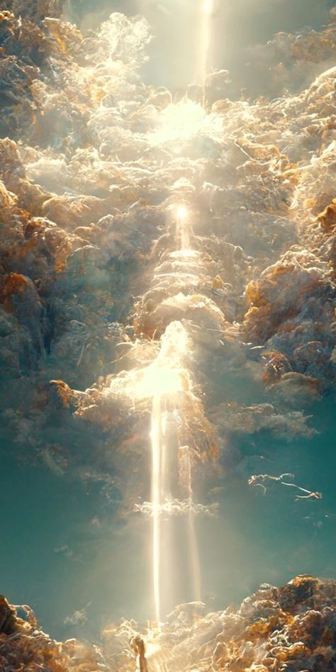 Heavenly Wallpaper Iphone, Heaven Artwork Concept Art, Heavens Opening Up, New Heaven And New Earth Pictures, Heaven Illustration Art, Heavenly Aesthetic Wallpaper, Gold Sky Aesthetic, Heaven Astethic, Heaven Aesthetic Wallpaper