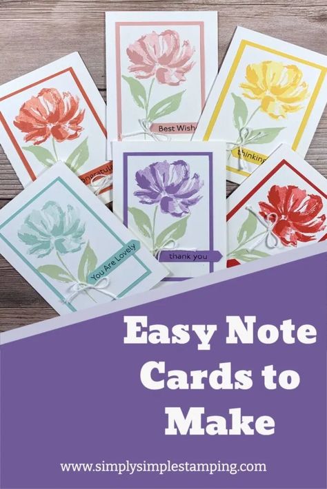 I can’t wait to show you how to make easy note cards that are full of bright colors. These handmade cards are great to give as a birthday gift, gifts for neighbors, teacher gifts and more. Get started on the project at www.simplysimplestamping.com #notecardshandmade #handmadecards #cardmakingtutorials #giftideas #handmadegifts #stampinupcards #simplysimplestamping #conniestewart Scrapbook Cards Ideas, Cards For Scrapbook, How To Make Cards, Diy Note Cards, Note Cards Handmade, Acetate Cards, Note Card Gifts, Simple Cards Handmade, Cards To Make