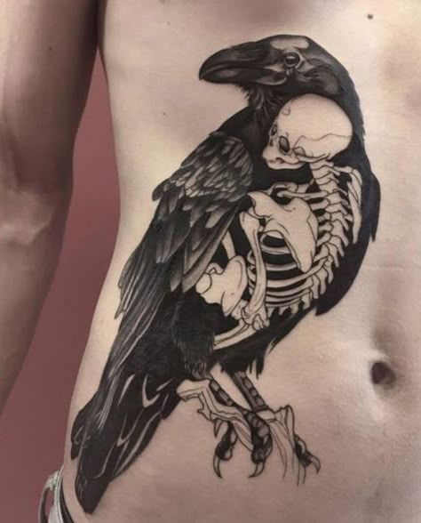 Crow Tattoos, Tattoos Ideas, Skeleton, Bones, Tattoo Ideas, Tattoo Designs, Black And White, Tattoos, White