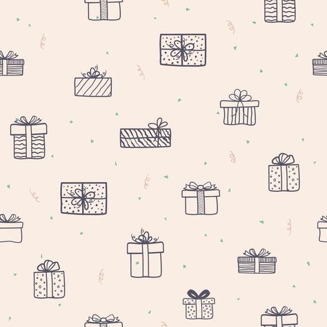 Hand drawn gift boxes seamless pattern for decorative,fabric,textile,print or wrapping paper Wrapping Paper Illustration, Gift Paper Design Free Printable, Diy Christmas Wrapping Paper Drawing, Hand Drawn Wrapping Paper, Gift Wrap Design Pattern, Gift Wrapping Drawing, Gift Wrapper Printable, Gift Wrapper Design Free Printable, Wrapping Paper Design Pattern