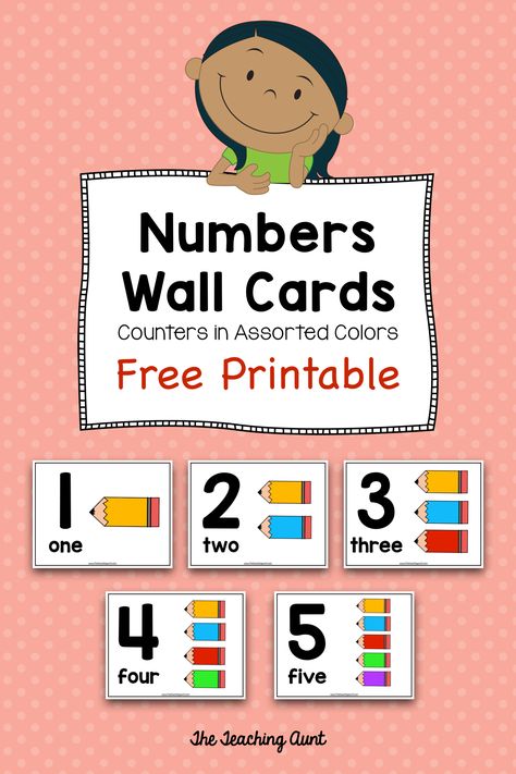 Numbers 1-10 Wall Cards Free Printable- The Teaching Aunt Number Printables Free Preschool 1-10, Alphabet Wall Cards Printable Free, Number Cards 1-10 Printable Free, Number Printables Free Preschool, Tot Schooling, Preschool Materials, Printable Calendar Numbers, Numbers Preschool Printables, Preschool Freebies