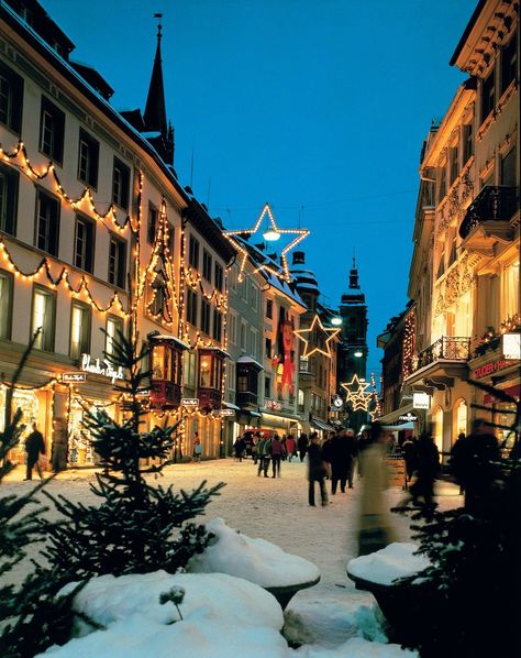 Christmas in Switzerland Switzerland In Christmas, Zurich Switzerland Photography, Christmas In Switzerland, Night Cities, Swiss Christmas, Switzerland Christmas, Swiss Landscape, Switzerland Photography, Beautiful Switzerland