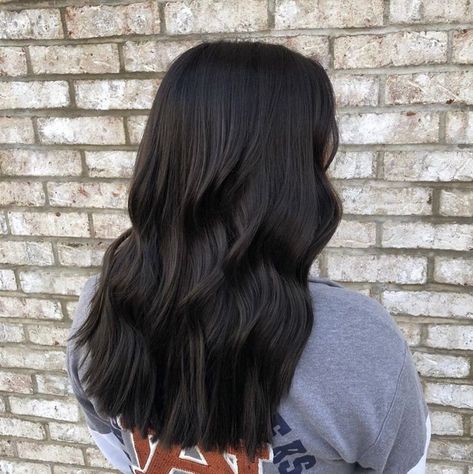 Dark Dark Brown Hair Color, Sleek Dark Brown Hair, Going Dark Hair, Cute Asian Haircuts For Women, All Dark Hair, Long Dark Hair With Dimension, All Over Color Brunette Brown Hair, Dark Natural Hair Colors, Dark Brownish Black Hair