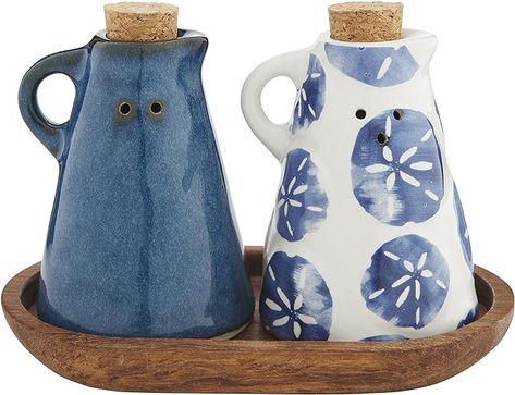 Mud Pie 40250102 Blue Coastal Salt Pepper Set, 3" x 6", Assembled Farmhouse Style Kitchen Decor, Pottery Lessons, Beginner Pottery, Advanced Ceramics, Pottery Handbuilding, How To Make Clay, Ceramic Platters, Ceramics Pottery Art, Clay Art Projects