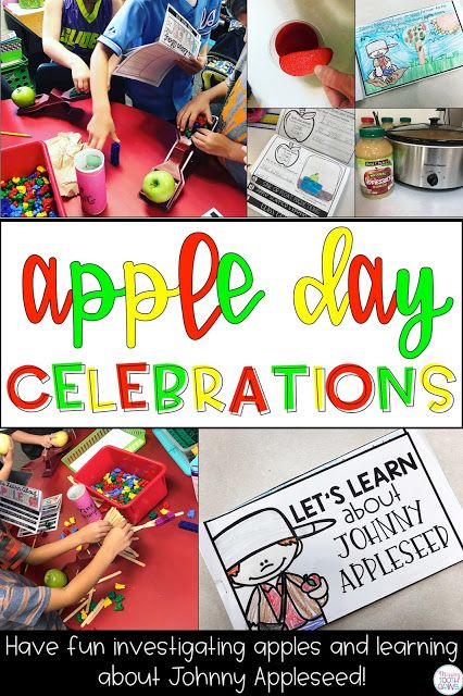 Apple Day Classroom Transformation, Johnny Appleseed Day Snacks, Johnny Appleseed 1st Grade, Apple Room Transformation, Johnny Appleseed Birthday Party, Johnny Appleseed Snack Ideas, Apple Day Activities First Grade, Apple Snacks For Johnny Appleseed Day, Johnny Appleseed Party