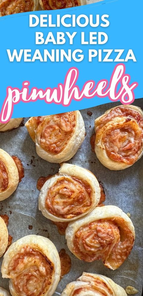 Finger Foods For Picky Eaters, Pinwheels For Toddlers, Pizza For Babies, Crescent Roll Recipes For Toddlers, Toddler Puff Pastry Recipe, Baby Pizza Recipe, Puff Pastry Kids Recipes, Puff Pastry Toddler Recipe, Toddler Pinwheel Recipes