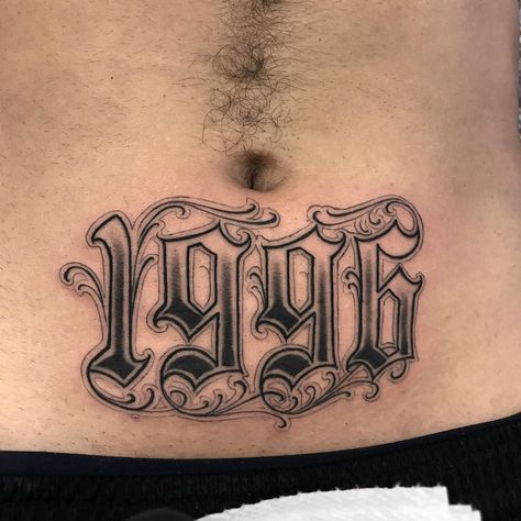 @drewtherulerr on Instagram: ““1996” very tough spot to tattoo but got it done! For Appointments text 909-319-5118 ☎️💯 #oldenglish #letteringmalandro” 1996 Tattoo, Tattoo Word Fonts, Number Tattoo Fonts, Faith Tattoo On Wrist, Dragon Tattoo Back Piece, 16 Tattoo, Tattoo Lettering Styles, Graffiti Tattoo, Chicano Tattoos