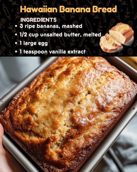 Hawaiian Banana Bread Hawaiian Banana Bread Recipe Easy, Recipe For Hawaiian Bread, Moms Banana Bread, Banana Bread With Pineapple Recipe, Banana Bread With Banana Pudding, Banana Bread Breakfast Cookies, Hawaii Bread Recipes, Banana Bread Ideas, Yeast Banana Bread