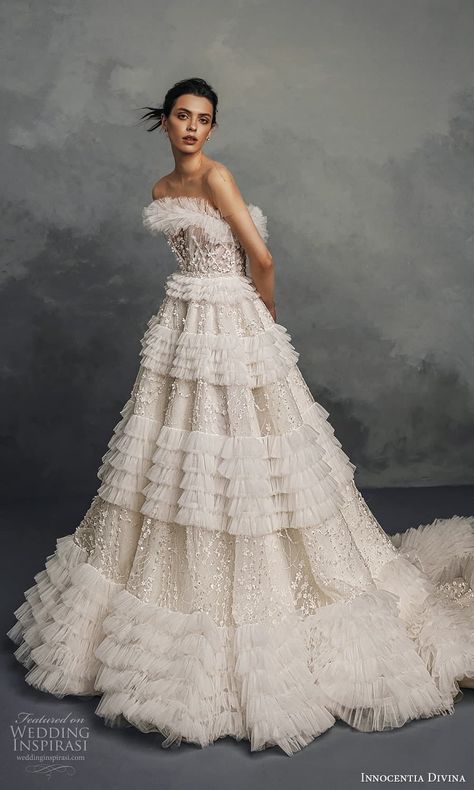 2023 Wedding Dresses, A Line Ball Gown, Long Sleeve Wedding Gowns, Ball Wedding, Wedding Inspirasi, Bride Fashion, Ruffle Wedding Dress, Hippy Chic, Bride Inspiration