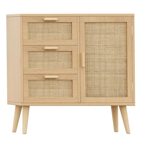 PRICES MAY VARY. Aesthetic Rattan Design: This rattan storage cabinet features rattan detailing and boasts a bohemian charm. The visual effect of the whole cabinet looks modern and sleek aesthetic, complementing any room decor Large Storage Space: The floor cabinet with a door and 3 drawers offers spacious storage capacity. Adding the adjustable shelf inside the door allows you to decide the interior space to meet various of your storage requirements for different-size items. And the 3 drawers a Rattan Bathroom Cabinet, Rattan Home Decor, Rattan Shelf, Rattan Cabinet, Rattan Door, Cabinet For Living Room, Rattan Design, Floor Storage, Rattan Storage