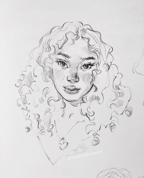 Curly Hair Sketch, Sara Tepes, Sketchbook Art Journal, 캐릭터 드로잉, Art Painting Gallery, Arte Sketchbook, January 7, Sketchbook Inspiration, Sketch Painting