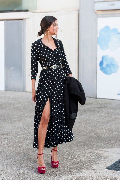 STYLECASTER | What to Wear for Your Winter Getaway Dots Dress Outfit, Polka Dot Dress Outfit, Outfit Uni, Outfit Ideas Beach, Long Dresses Casual Maxi, Dots Fashion, Polka Dots Outfit, 30 Outfits, Polka Dots Fashion