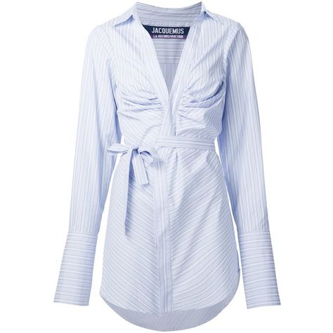 Jacquemus Wrap Pinstriped Shirt Dress (1.705 BRL) ❤ liked on Polyvore featuring dresses, blue, t-shirt dresses, blue dress, wrap dress, wrap shirt dress and blue wrap dress Fancy Summer Dress, Blue Colour Dress, Pinstripe Shirt, Wrap Shirt Dress, Cotton Wrap Dress, Blue Cotton Dress, Pinstripe Dress, Blue Shirt Dress, Cotton Shirt Dress