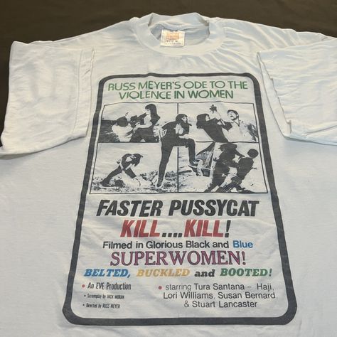 Vintage Vtg 90s Faster Pussycat Kill Kill Promo Tee Shirt Russ Meyer | Grailed Faster Pussycat Kill Kill, Faster Pussycat, Russ Meyer, Brand Ideas, Best T Shirt Designs, Shirt Design Inspiration, Surf Board, Clothing Designs, Vintage Clothing Men