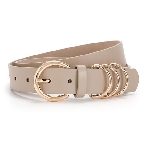 PRICES MAY VARY. PU Leather Belt---The Classic women leather belt are made of soft PU leather, Bringing you more comfortable wearing experience and extensive use. Gold Buckle Design---The gold buckle and three gold loops design complements the leather belt strap, bringing distinctive fashion and charming style to your outfit. Stylish Women Belt---Great to pair with your jeans, pants, dress. Highlight your taste and make you look more slim and appealing! A must have all-match accessory in every g Unique Belts, Women Belts Fashion, Belt For Jeans, Belt With Gold Buckle, Boss Woman, Girls Belts, Women Belt, Branded Belts, Pants Dress