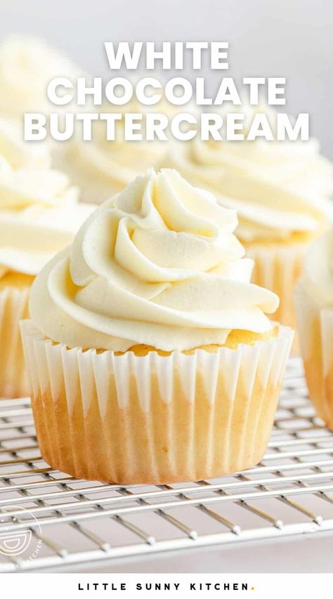 White Chocolate Frosting Recipe, Buttercream Frosting Recipe Easy, Chocolate Icing Recipes, White Chocolate Buttercream Frosting, White Chocolate Icing, Frost Cupcakes, Tårta Design, Frosting Ideas, Chocolate Buttercream Icing