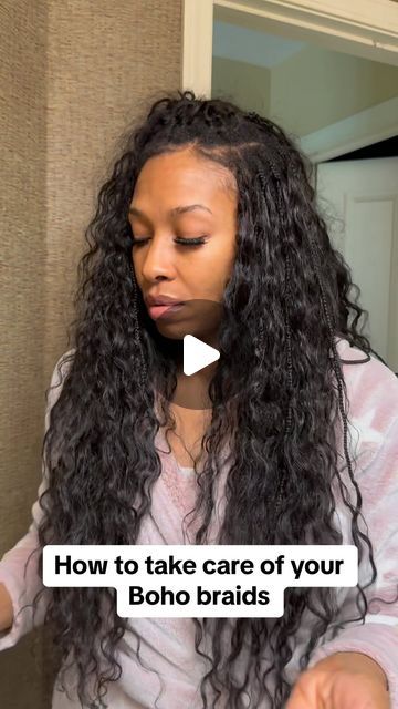 Maria Cribbs on Instagram: "(Part2) she’s cute, but she takes work! #protectivestyles #braids #knotlessbraids #bohobraids #blackhair #hairtutorial #naturalhair" Knotless Protective Styles, Maintain Boho Knotless Braids, How To Take Care Of Boho Knotless Braids, Easy Vacation Braids For Black Women, Maintaining Boho Braids, Boho Braid Maintenance, Best Hair For Boho Knotless Braids, Boho Knotless Braids Maintenance, Boho Goddess Knotless Braids Bob