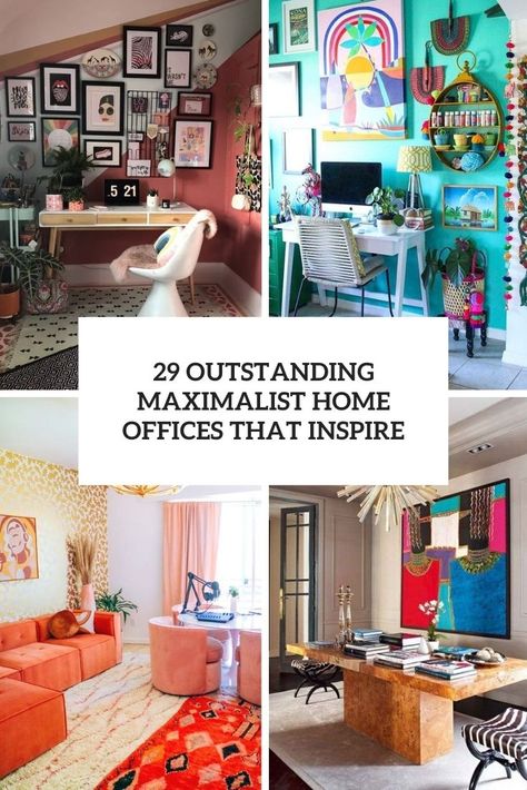 29 Outstanding Maximalist Home Offices That Inspire - DigsDigs Home Office Inspiration Maximalist, Maxamilist Office, Colorful Eclectic Office Decor, Moody Maximalist Decor Office, Eclectic Boho Office, Bold Home Office Design, Maximalist Home Office Ideas, Eclectic Maximalism Office, Colorful Maximalist Decor Office