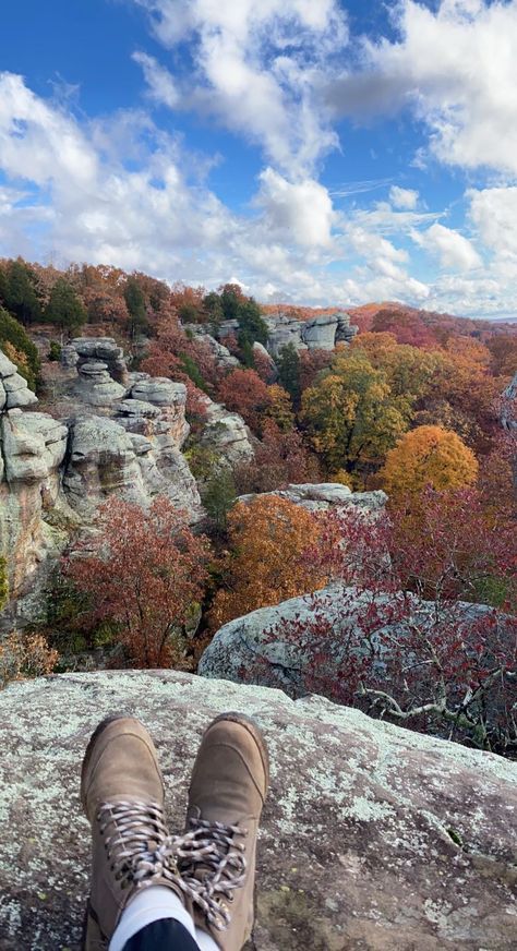 Autumn Hiking Aesthetic, Autumn Hike Aesthetic, Garden Of The Gods Illinois, Fall Hike Aesthetic, Granola Fall Aesthetic, Hiking Aesthetic Winter, North America Aesthetic, Midwest Autumn, Illinois Aesthetic