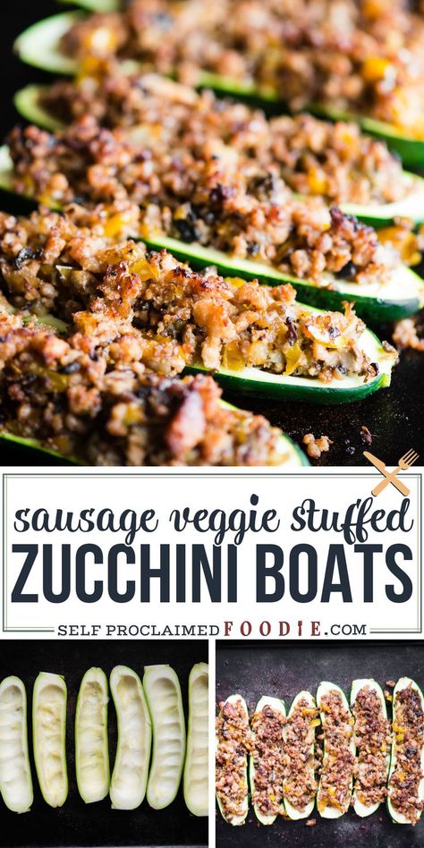 Zucchini Boats Sausage, Zucchini Boat Recipes, Stuffed Zucchini Boats, Weekend Food, Sausage Stuffed Zucchini, Roast Zucchini, Atkins Recipes, Stuffed Zucchini, Low Carb Meal