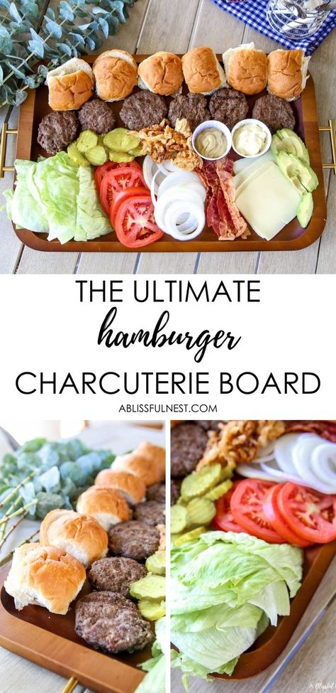 Charcuterie Board Burgers, Housewarming Food Ideas Meals, Hamburger Board Ideas, Hamburger Platter Ideas, Cheeseburger Charcuterie Board, Grilled Meat Charcuterie Board, Hamburger Charcuterie Board Ideas, Grilling Charcuterie Board, Hamburger Night Ideas