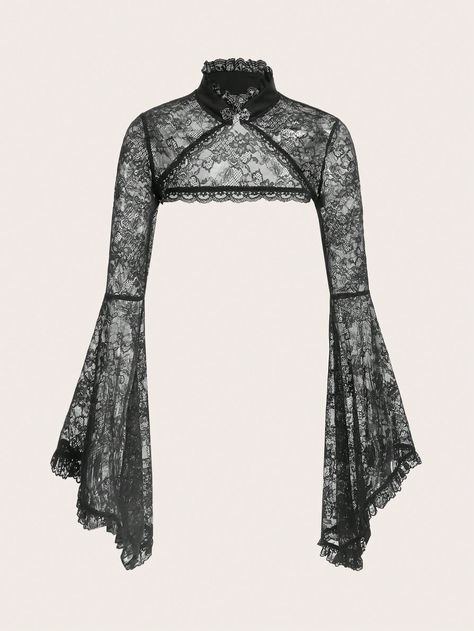 ROMWE PUNK Floral Lace Super Crop Top Without CamiI discovered amazing products on SHEIN.com, come check them out! Romwe Outfit, Long Dress Bridesmaid, Super Crop Top, Punk Top, Alt Clothes, Cropped Camisole, Future Clothes, Goth Outfits, Steam Punk