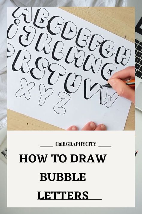 3d Letters Tutorial, How To Draw Balloons, Fonts Website, Types Of Fonts, Bubble Letters Alphabet, Hand Lettering Alphabet Fonts, Bubble Letter Fonts, Bubble Drawing, Font Bubble