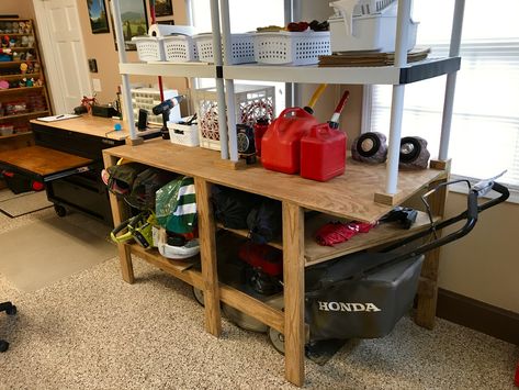 Push Mower Storage, Mower Storage Ideas, Lawnmower Storage, Mower Storage, Garage Hacks, Garage Storage Inspiration, Lawn Mower Storage, Garage Organization Tips, Storage Shed Organization