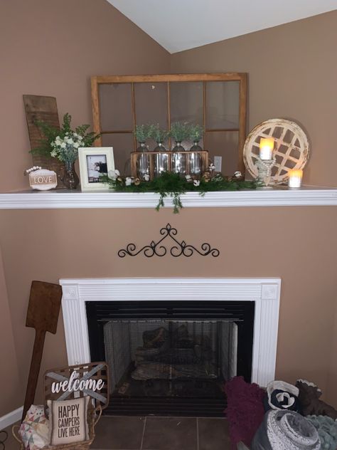 Corner Fireplace Farmhouse, Deep Corner Fireplace Decor, Corner Fireplace Mantle Decor, Corner Fireplace Wall, Deep Corner Fireplace, Corner Fireplace Decorating, Corner Mantle, Corner Mantle Decor, Corner Fireplace Makeover