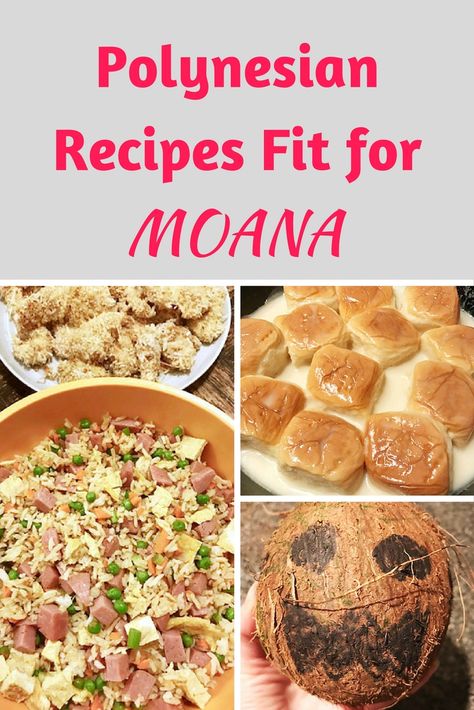 What to cook for a Moana viewing party: Polynesian food! Polynesian Food Traditional, Luau Party Food For A Crowd, Polynesian Recipes Authentic, Polynesian Appetizers, Moana Dinner And A Movie, Polynesian Food Recipes, Tahitian Food, Moana Food, Tropical Food Recipes