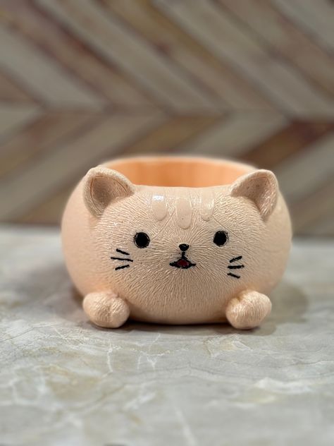 All Cartoon, First Apartment Tips, Apartment Tips, Trinket Storage, Resin Decor, Cement Diy, Peachy Orange, Ceramic Cat, Kitchen Entryway