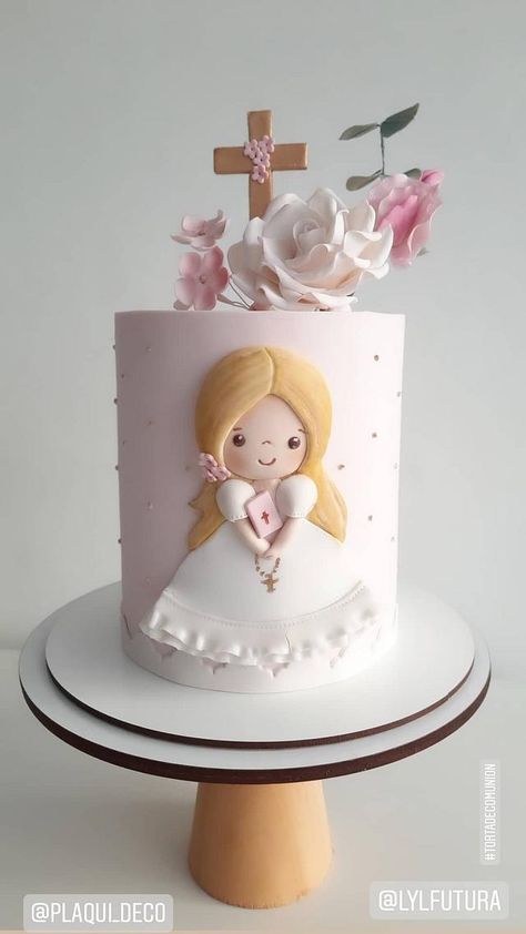 Girls Communion Cake, Holy Communion Cake Girl, First Communion Cake Girl, First Communion Cakes For Girls Ideas, Communion Cakes Girl, First Communion Cake Ideas, 1st Communion Cakes, Baptismal Cakes, Christening Cake Girls