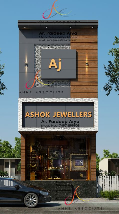 Ar Pardeep Arya A n n e A s s o c i a t e Architect // Interior Designer Email :- anneassociate@gmail.com Contect :- 74978-99909,9034382740 Lahoria Chowk, Hisar Jewellery Shop Front Elevation Design, Showroom Front Elevation Design, Acp Exterior Design For Shop, Acp Exterior Design For Home, Acp Elevation Design For Shop, Shop Facade Design, Shop Front Elevation, Acp Exterior Design, Bloxburg Home Layout