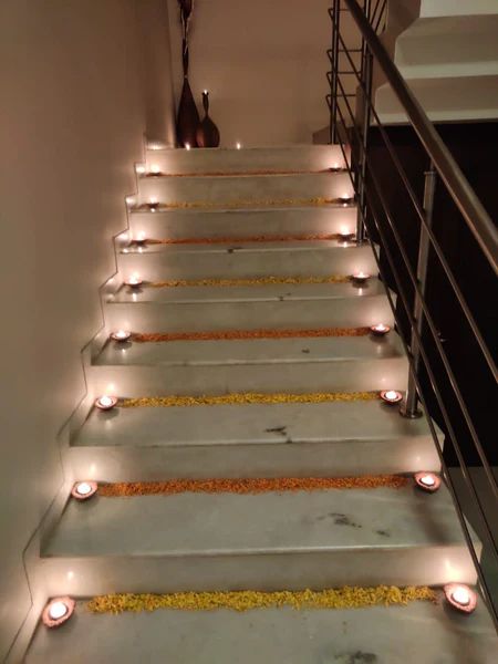 Top 150+ Diwali Decorations at Home 2023 | Kanchan Fashion Diwali Stairs Decorations At Home, Diwali Decoration Aesthetic, Diwali Decorations At Home Balcony, Diwali Stairs Decoration, Diwali Aesthetic Decor, Home Decoration For Diwali, Diwali Home Decoration Ideas, Stairs Rangoli Designs, Diwali Decorations At Home Living Rooms