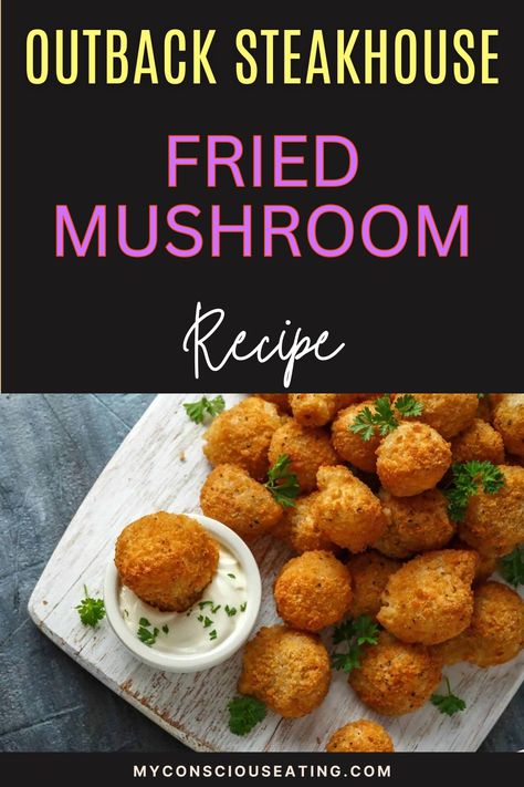 Fried mushrooms in a serving dish Best Fried Mushrooms Recipe, Outback Mushrooms Copycat Recipes, Deep Fried Mushrooms Batter Recipe, Outback Mushroom Recipe, Fried Mushrooms Batter, Fried Mushrooms Recipe, Outback Steakhouse Recipes, Chicken And Shrimp Carbonara, Fried Mushroom Recipes