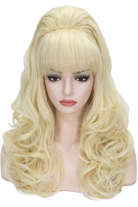 PROBEAUTY Blonde Bouffant Beehive Wigs Long Wave Big Curly Retro Wigs for Women 60s 70s 80s Halloween Costume 23 Inch Wigs Big, Bouffant Wig, Women 60s, Women 70s, 80s Halloween Costumes, 80s Halloween, Wig Colors, 80s Costume, Colored Wigs