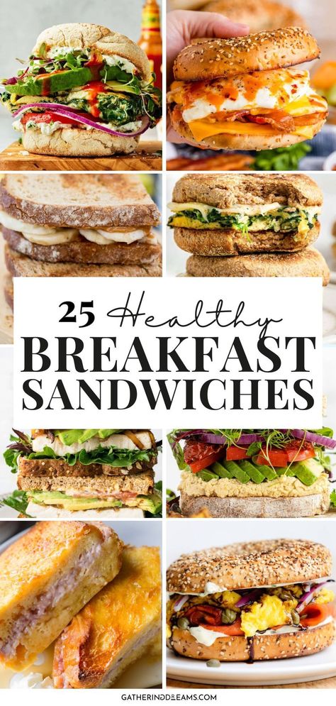 Breakfast Sandwich Ideas, Healthy Breakfast Sandwiches, Easy Breakfast Sandwich, Healthy Breakfast Sandwich, Bagel Breakfast Sandwich, Breakfast Sandwich Recipes, Sandwich Ideas, Breakfast Burger, Breakfast Sandwiches