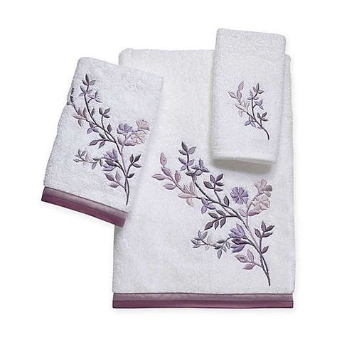 Avanti Premier Whisper Hand Towel in White | Bed Bath and Beyond Canada Floral Bath Towels, Embroidered Bath Towels, White Bath Towels, Floral Bath, Towel Embroidery, Fingertip Towels, Embroidered Towels, Decorative Towels, Towel Collection