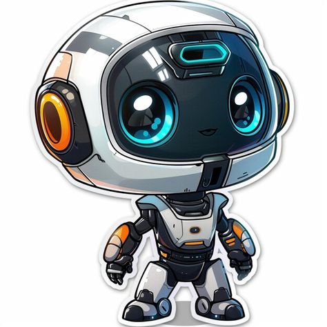 Photo cute sticker of a tiny ai robot | Premium Photo #Freepik #photo Cute Robot, Food Vector, Photo Cute, Premium Photo, Cute Stickers, Graphic Resources, Media, Funny, Quick Saves