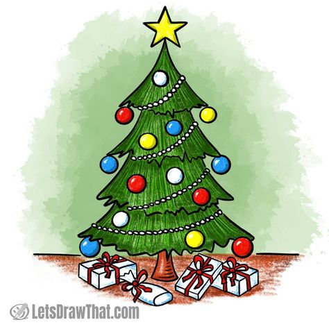 Master drawing a beautiful Christmas tree drawing with a simple trick. Christmas Themed Drawing Ideas, Christmas Tree Ideas Drawing Easy, X Mas Tree Drawing For Kids, X Mas Tree Drawing, Crismas Tree Drawing, Christmas Tree Ideas Drawing, Christmas Tree Drawing Aesthetic, Cute Christmas Tree Drawing, Christmas Tree Painting Easy