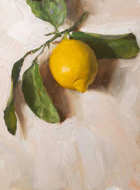 Daily paintings | Lemon suspended | Postcard from Provence Lemon, Green, White, Art