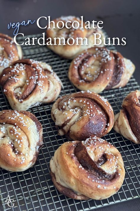 Chocolate Cardamom Buns Cardamom Buns Recipe, Chocolate Cardamom, Fresh Tomato Soup, Cardamom Pods, Cardamom Buns, Light Snacks, Sweet Rolls, Sticky Buns, Bun Recipe