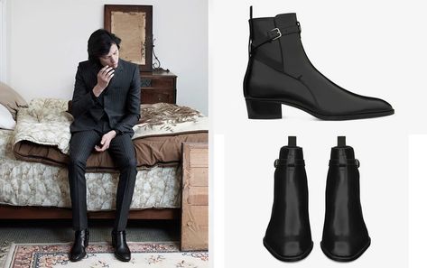 Saint Laurent Jodhpur Boots, Saint Laurent Wyatt Boots, Jodhpur Boots Outfit, Slp Aesthetic, Harness Boots Men, Italian Style Suit, Diy Ripped Jeans, Chelsea Boots Men Outfit, Boots Men Outfit