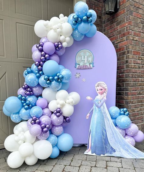 4th Birthday bash 💜🩵 #birthdaykelowna #kelownabirthday #4thbirthday #kelownaballoons #kelownabackdrops Diy Frozen Backdrop Ideas, Frozen Birthday Party Backdrop Ideas, Frozen Balloon Backdrop, Frozen Party Backdrop Ideas, Frozen Backdrop Ideas, Frozen Decoration Ideas, Fiesta De Frozen Decoration Ideas, Elsa Backdrop, Frozen Balloon Arch