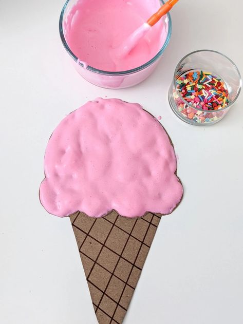 Sponge Painted Ice Cream Craft, Puff Paint Ice Cream Cone, Ice Cream Crafts For Kindergarten, Cotton Ball Ice Cream Craft, Ice Cream Shaving Cream Craft, Ice Cream Craft For Kindergarten, Infant Ice Cream Activities, Summer Treat Crafts For Toddlers, Ice Cream Projects For Preschool