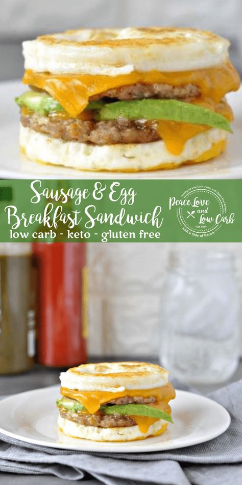 Who needs fast food when you can make your own low carb and keto McMuffin Sausage and Egg Breakfast Sandwich right at home. You won't even miss the english muffin... It's that GOOD! Keto Mcmuffin, Egg Breakfast Sandwich, Sausage And Egg Breakfast, Tartiflette Recipe, Resep Sandwich, Egg And Grapefruit Diet, Egg Sandwich Breakfast, Monte Cristo Sandwich, Egg Diet Plan