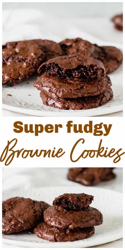 Fudge Brownie Cookies, Fudge Cookie Recipe, Chocolate Fudge Cookies, Cream Cheese Brownies, Chocolate Brownie Cookies, Cookie Brownie Recipe, Fudgy Brownie, Fudge Cookies, Chewy Brownies