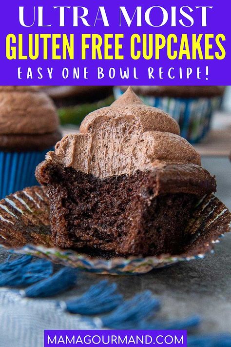 Gluten Free Cupcakes Easy, Gluten Free Cupcake Recipe, Chocolate Cupcakes Recipe, Gluten Free Chocolate Cupcakes, Moist Cupcakes, Gluten Free Cake Recipe, Gluten Free Chocolate Cake, Easy Gluten Free Desserts, Gluten Free Cupcakes